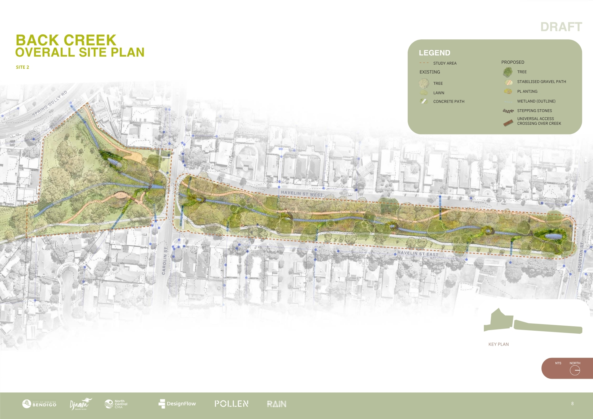 Concept plan for the Back Creek naturalisation works