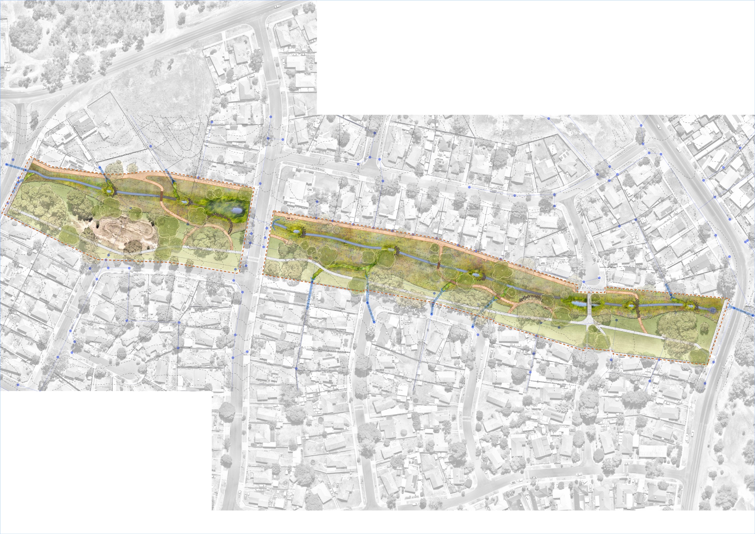 Concept plan for the Long Gully creek naturalisation works
