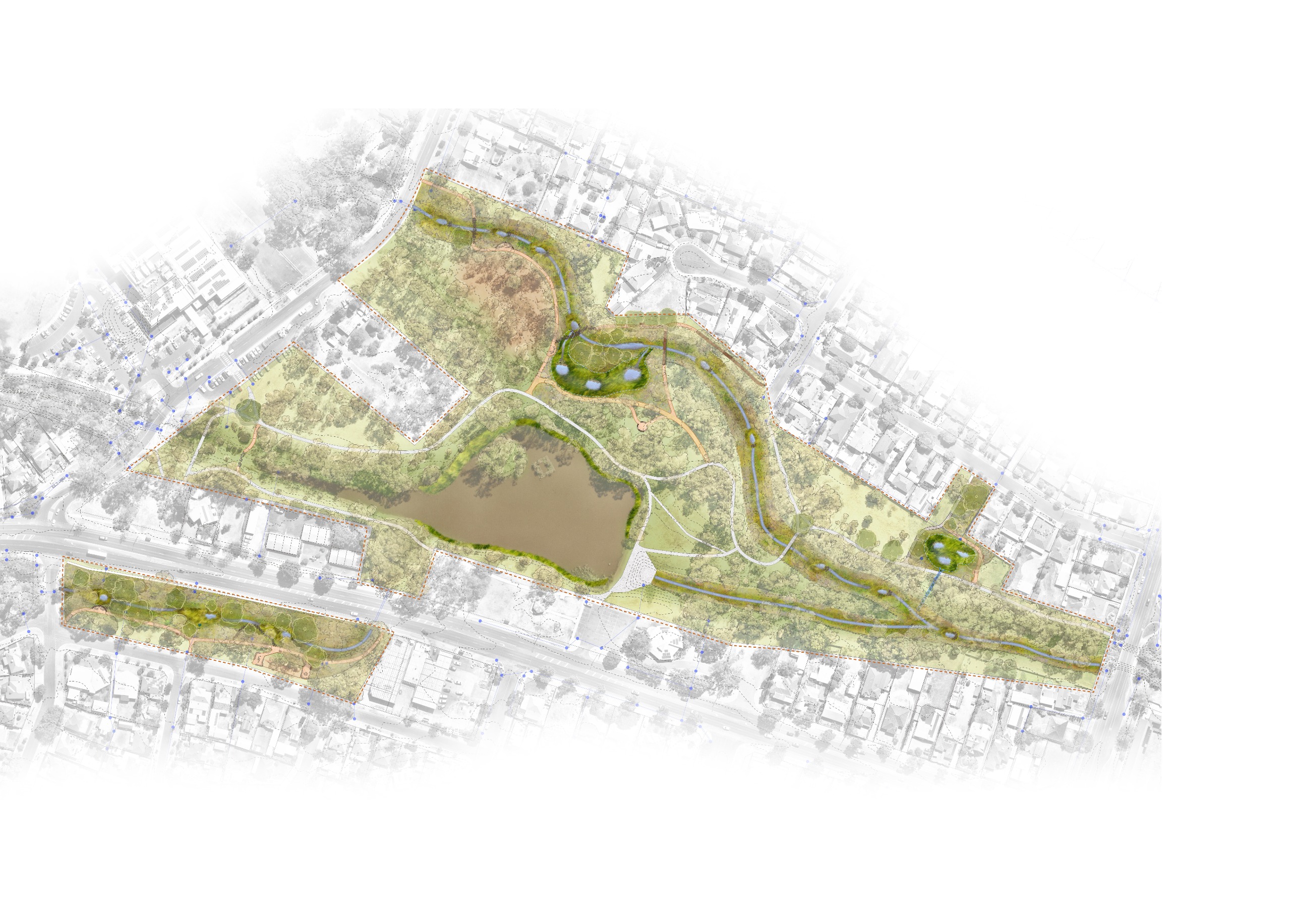 Concept plan for the Long Gully creek naturalisation works