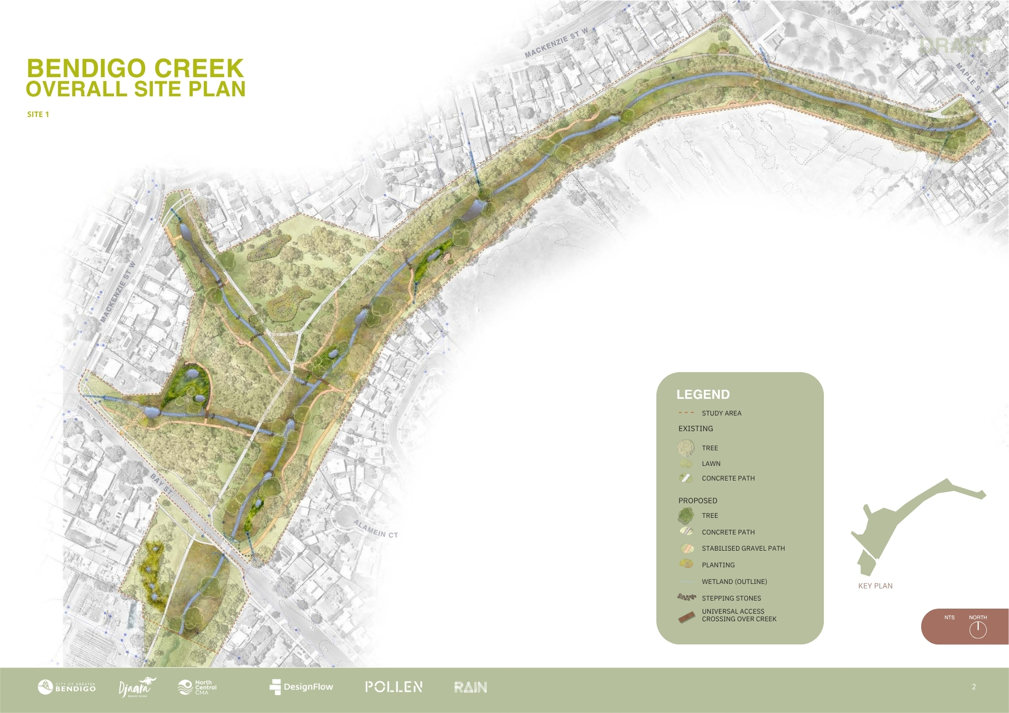 Concept plan for the Long Gully creek naturalisation works